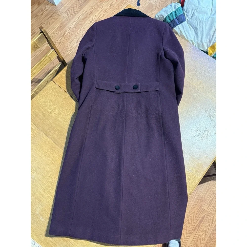 Vintage Worthington Wool Coat Purple Long Overcoat Women's 12 3 Button Lined EUC